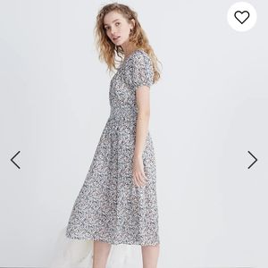 Madewell Smock-Waist Peasant Midi Dress in Blossoming Vines